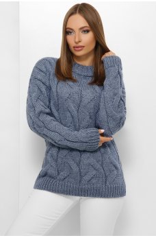 Классический вязаный свитер цвета джинс