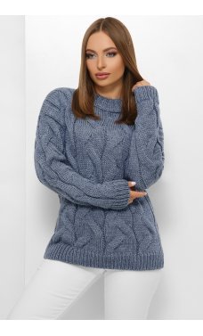 Классический вязаный свитер цвета джинс