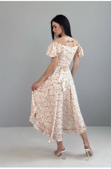 Цветочное платье из вискозы с открытыми плечиками