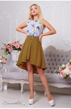 Ассиметричная юбка в горчичном цвете