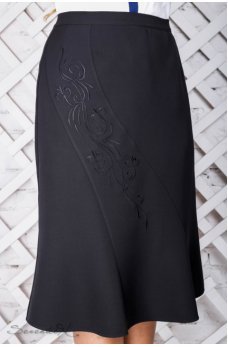 Черная юбка с мягкими воланами