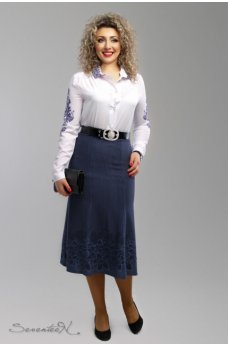 Эффектная женская юбка годе темно синего цвета
