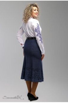 Эффектная женская юбка годе темно синего цвета