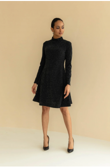 Черное шикарное расклешенное платье