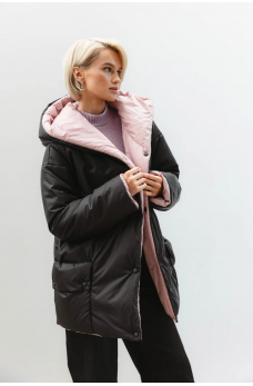 Черно-розовая удивительная куртка двух цветов