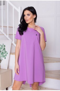 Фиолетовое трендовое короткое женское платье