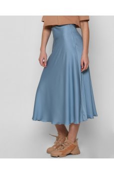 Голубая невероятно женственная шелковая юбка