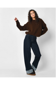 Синие прямые женские джинсовые брюки