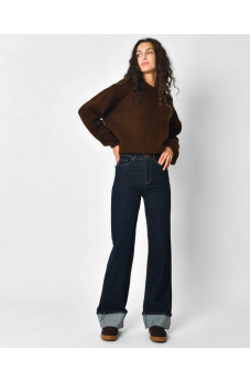 Синие прямые женские джинсовые брюки