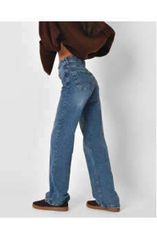 Синие практичные женские брюки прямого кроя