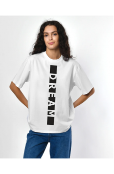 Белая оригинальная футболка с принтом Dream