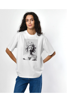 Белая изящная футболка с принтом Gorgona