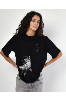 Черная повседневная футболка с забавным принтом