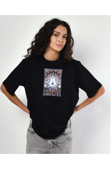 Черная интересная футболка с принтом Namaste
