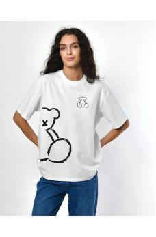 Белая изящная футболка с принтом Teddy Bear
