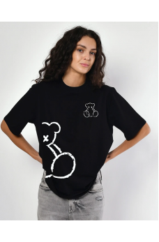 Черная привлекательная женская футболка с принтом Teddy Bear