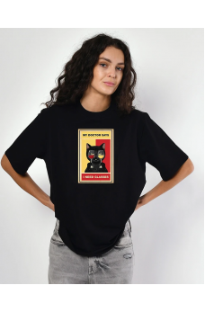 Черная принтованная футболка на каждый день