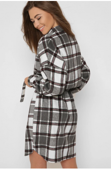 Клетчатое шерстяное платье-рубашка цвета графит