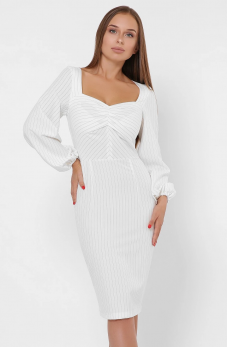 Очаровательное офисное платье молочного цвета