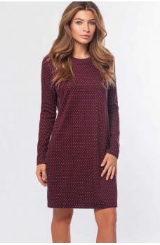 Бордовое привлекательное трикотажное платье с поясом