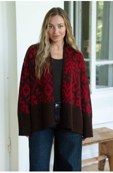 Актуальный кардиган с принтом шоколадного цвета