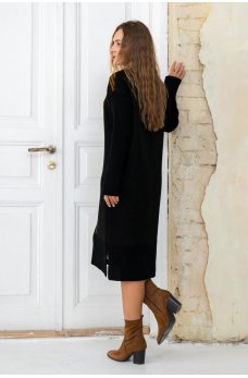 Черно-горчичное универсальное теплое платье