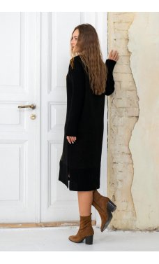 Черно-горчичное универсальное теплое платье