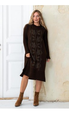 Актуальное теплое платье шоколадно-карамельного цвета