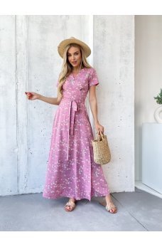 Розовое нежное летнее длинное платье 