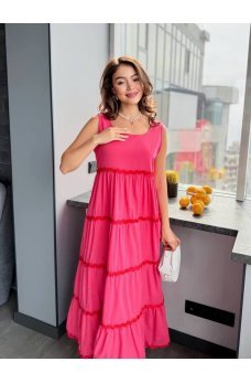 Коралловый трендовый летний сарафан из хлопка