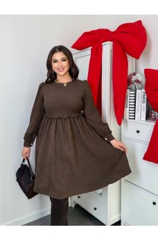 Утонченное платье батал шоколадного цвета