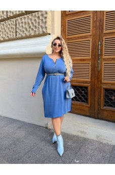 Базовое теплое женское платье джинсового цвета