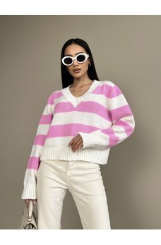 Молочно-розовый нежный повседневный свитер 