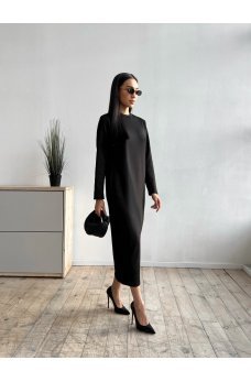 Черное базовое однотонное платье миди