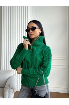 Зеленый повседневный удобный свитер