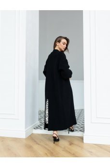 Черный базовый длинный кардиган
