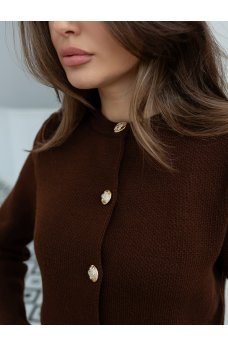 Коричневый элегантный женский кардиган