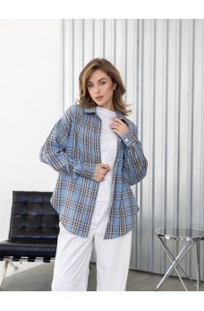 Голубая повседневная рубашка с фланели