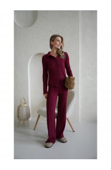 Бордовый актуальный удобный костюм-двойка