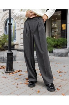 Классические широкие брюки из кашемира цвета графит