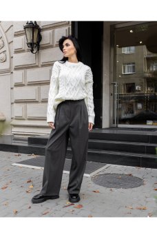 Классические широкие брюки из кашемира цвета графит