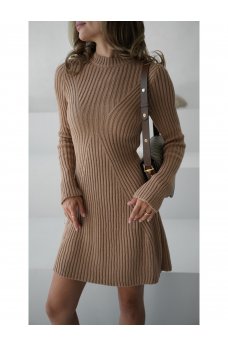 Однотонное платье мини цвета кемел