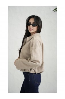 Теплый шерстяной бомбер цвета кемел