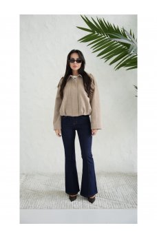 Теплый шерстяной бомбер цвета кемел