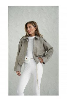 Бежевый практичный женский бомбер из шерсти