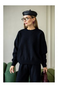 Черный вязаный актуальный костюм-двойка