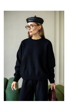 Черный вязаный актуальный костюм-двойка