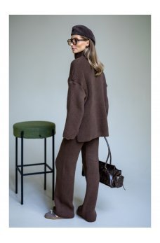 Коричневый повседневный вязаный костюм