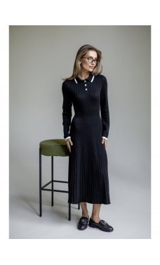 Черное привлекательное хлопковое платье-миди