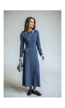 Серое элегантное платье-миди из хлопка